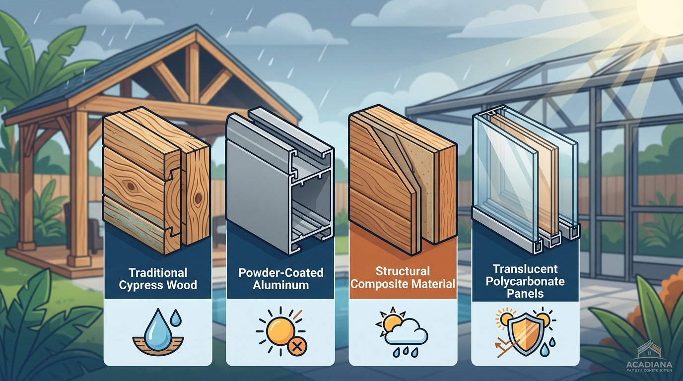 Comparing Patio Cover Materials for Louisiana's Climate