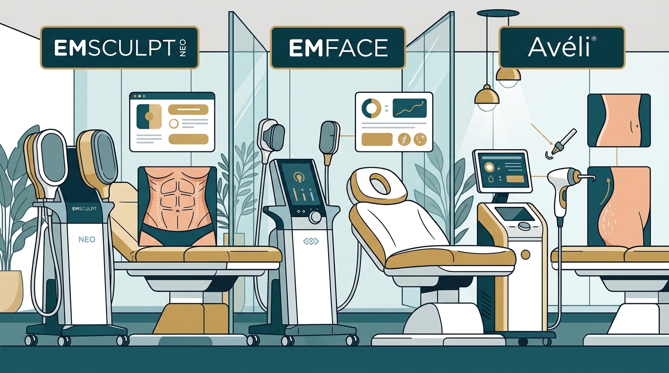 Non-Surgical Aesthetics: Emsculpt Neo vs. EMFACE vs. Avéli