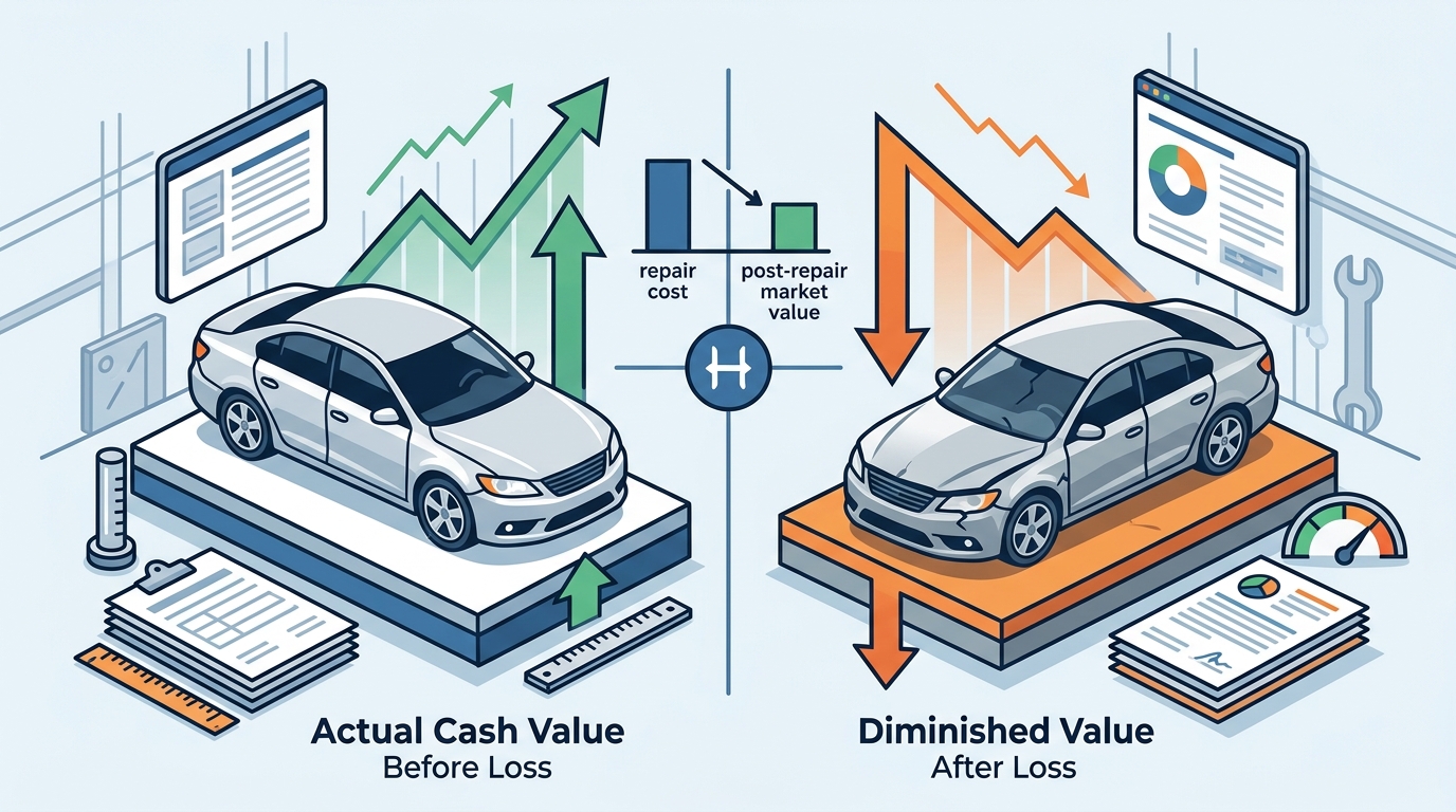 Comparing Vehicle Valuation Methods: ACV vs Diminished Value
