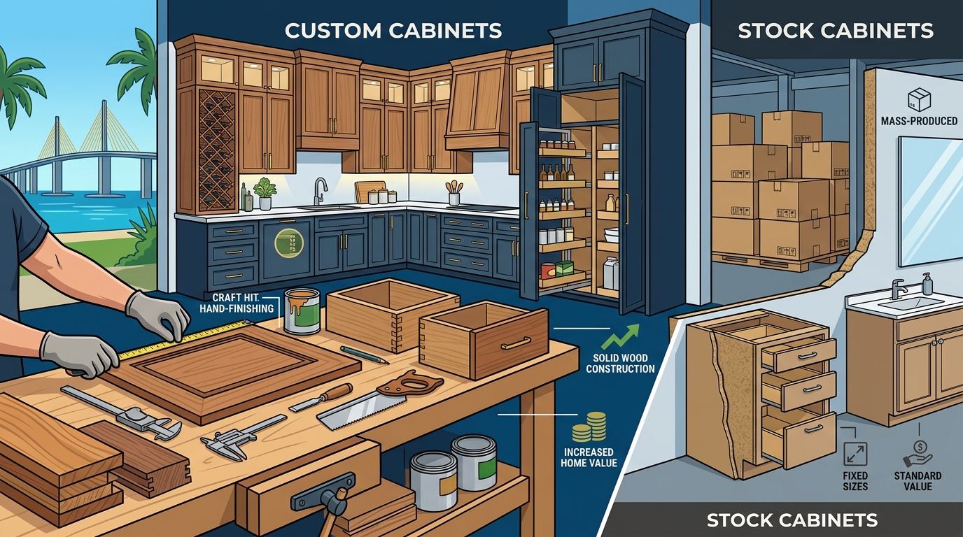 Custom Cabinets vs. Stock: Tampa Bay Remodeling Comparison