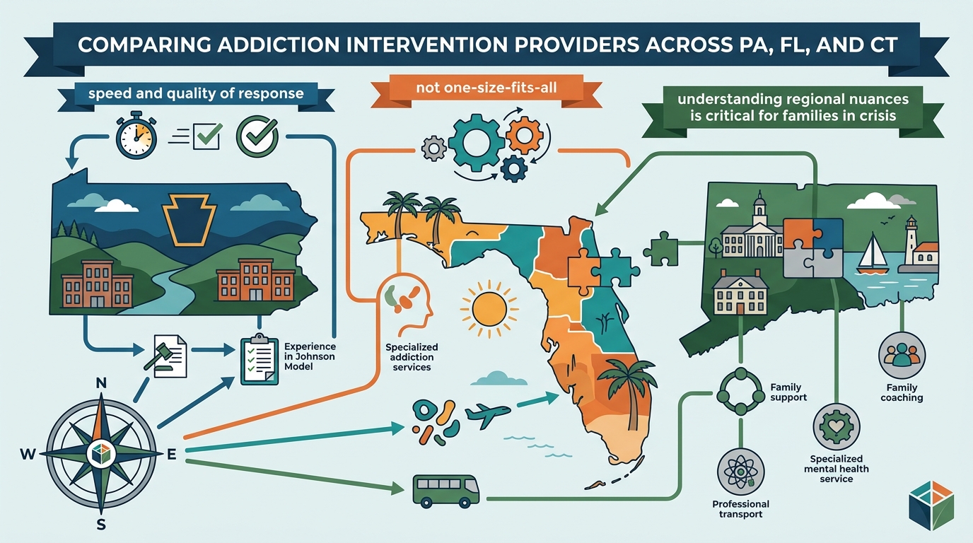Comparing Addiction Intervention Providers Across PA, FL, and CT