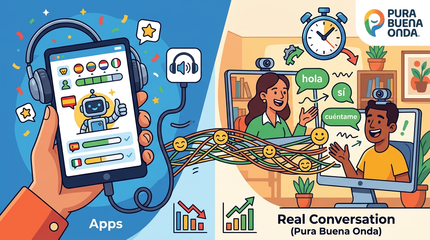 Pura Buena Onda vs. Apps: Why Real Conversation Wins