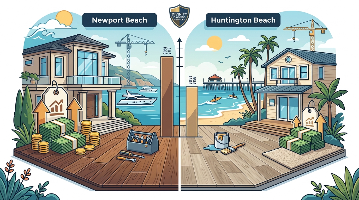 Newport Beach vs. Huntington Beach Flooring: Cost & Style Guide