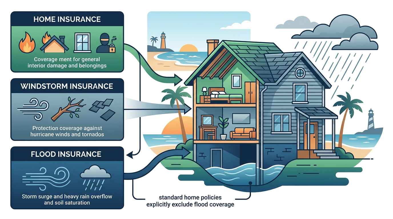 Home vs. Windstorm vs. Flood Insurance: Texas Gulf Coast Guide