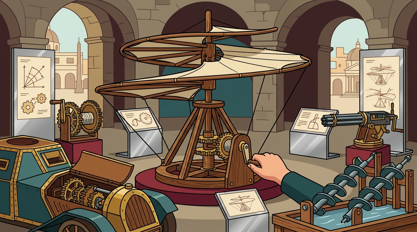 Interactive Full-Scale Reconstructions: Leonardo's Genius in 3D
