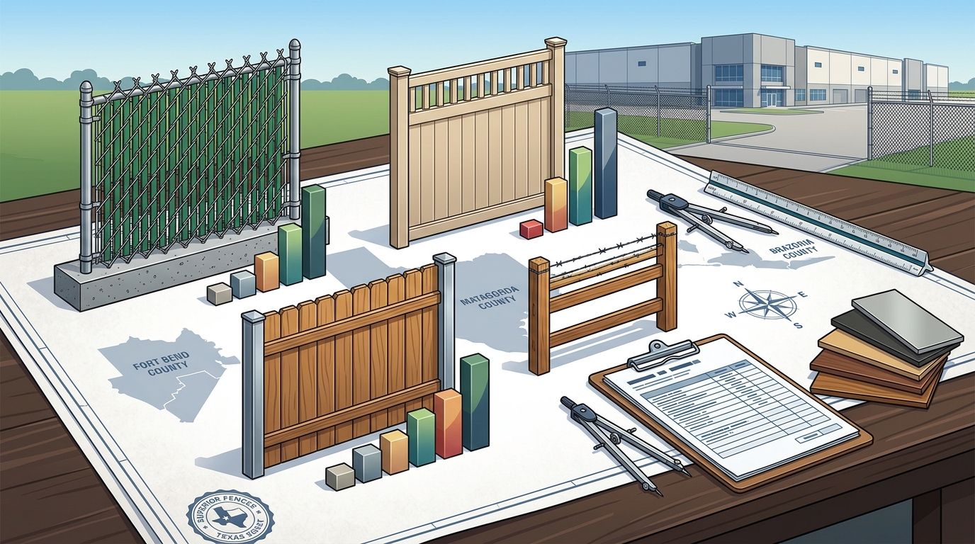 Commercial Fence Pricing Breakdown by Material Type in Matagorda