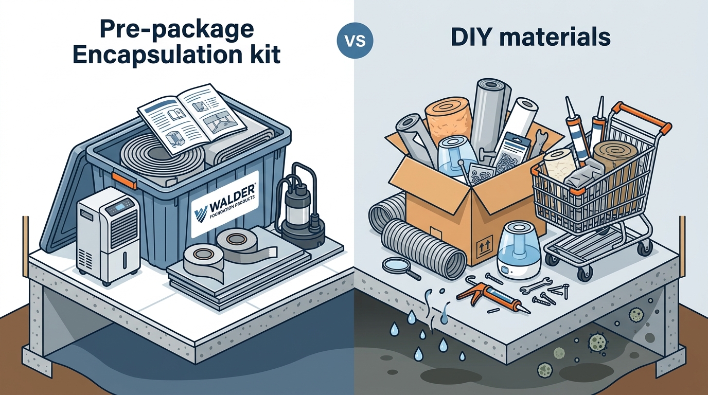 Crawl Space Encapsulation Kits vs. DIY Materials: A Walder Guide