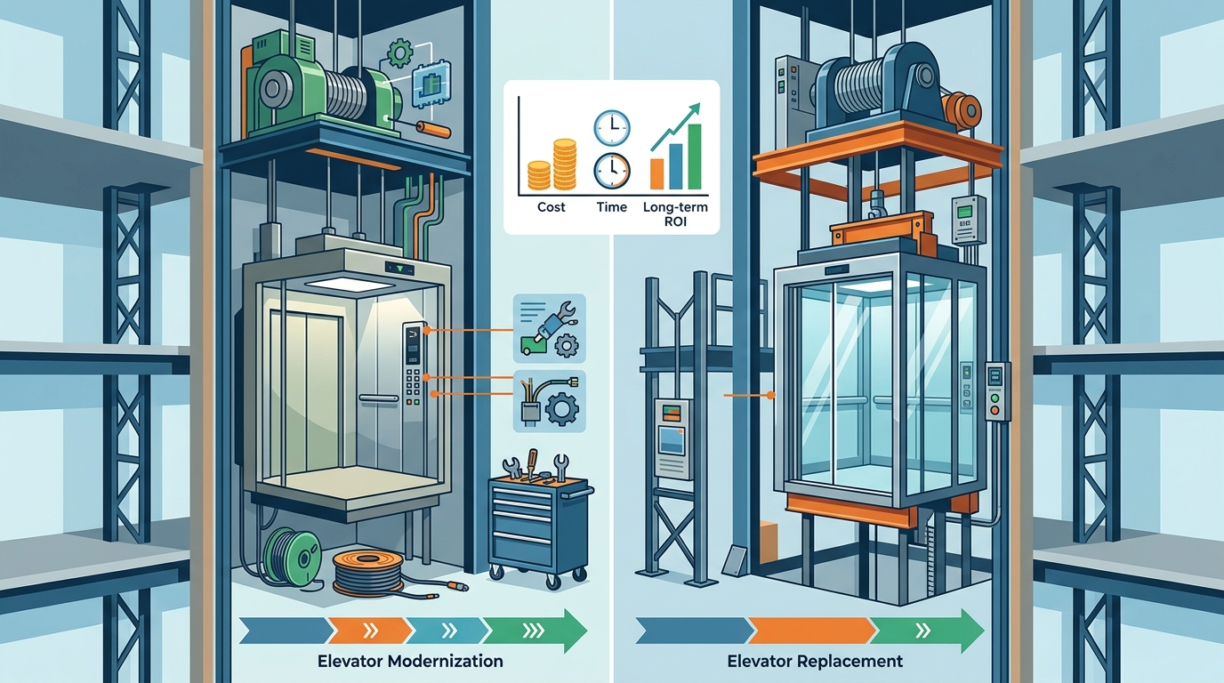 Elevator Modernization vs. Replacement: Cost, Time & ROI