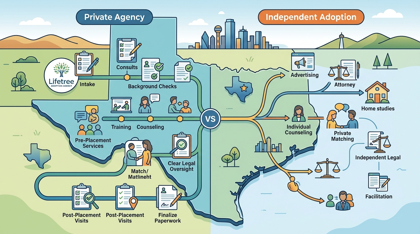 Comparing Adoption Paths: Private Agency vs. Independent in TX