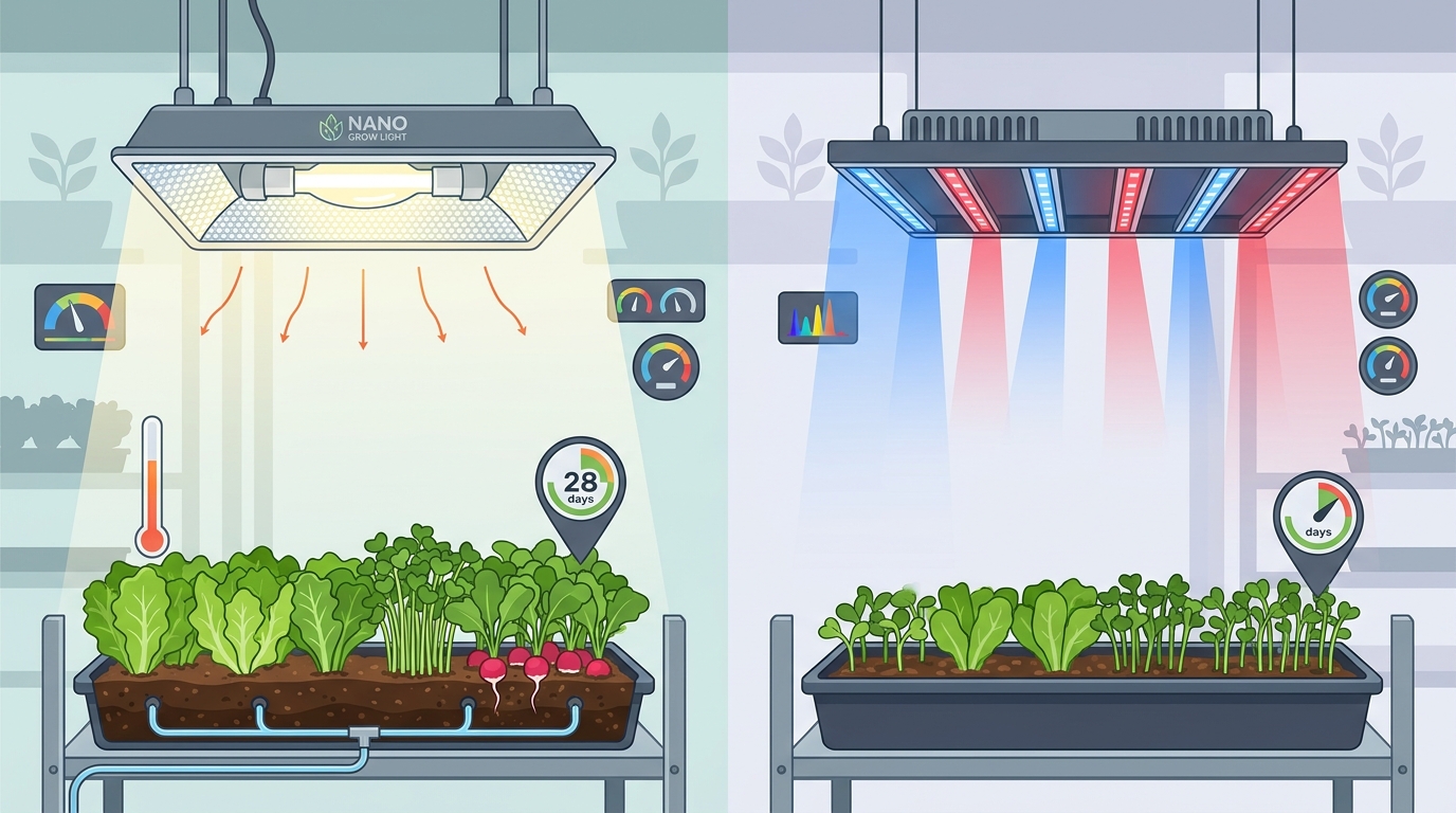 Best Home Microgreen Grow Lights: Nano CMH vs LED Comparison