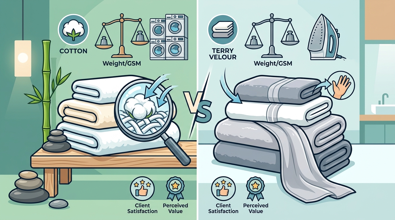 Spa Towel Materials & Weight Guide: Cotton vs. Terry Velour