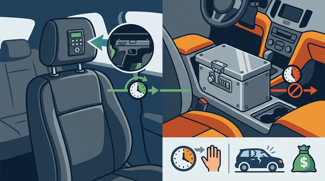 Headrest Safe vs. Console Lockers: Best Car Gun Safe 2026