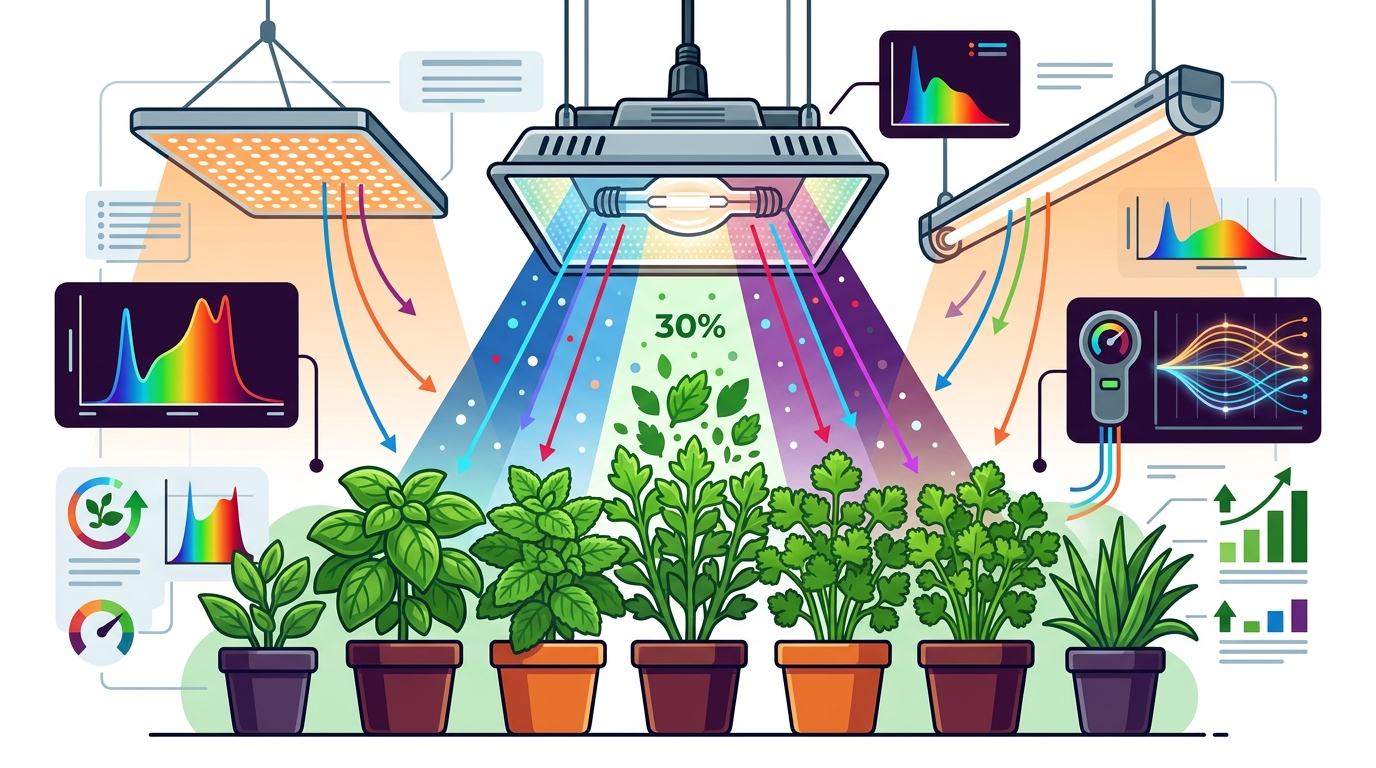 Comparing Grow Light Specs for Indoor Herb Selection