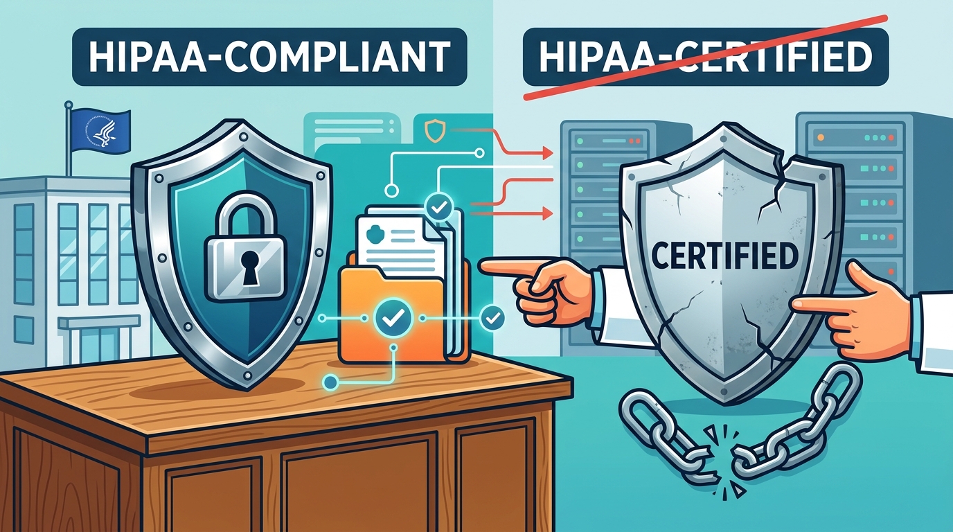 HIPAA-Compliant vs HIPAA-Certified Software: The 2026 Difference
