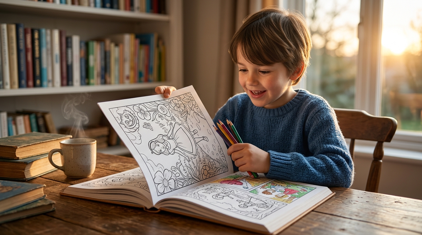 Which Custom Coloring Book Features a Child in a Timeless Tale?