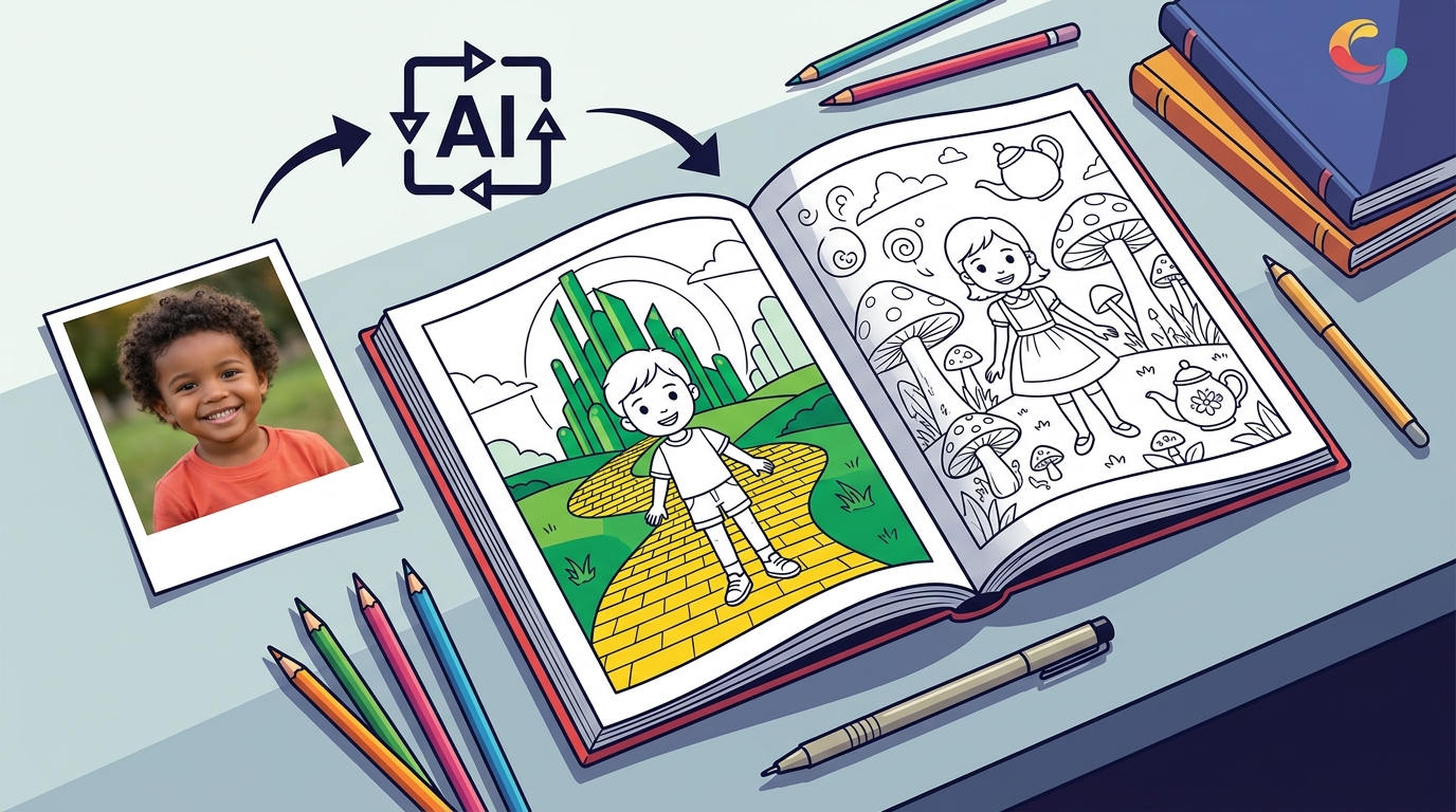 Which Custom Coloring Book Features a Child in a Timeless Tale?