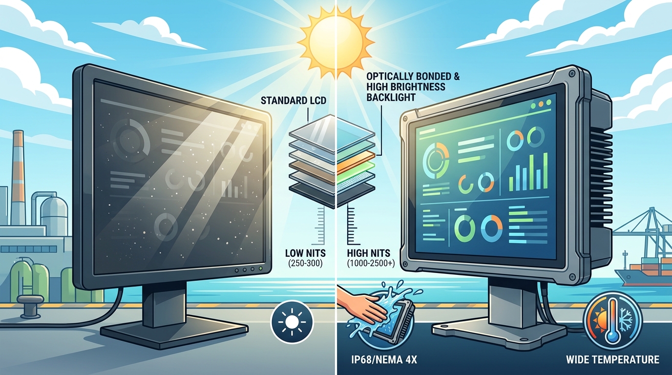 Standard vs Sunlight-Readable Monitors: The 2026 Guide