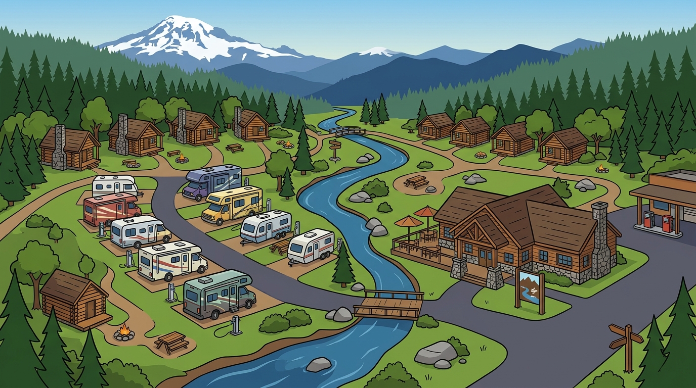 Resort Near Mount Rainier with RV Sites, Cabins, and Restaurant