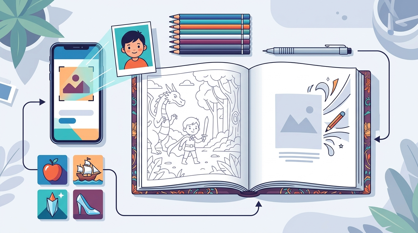Which Custom Coloring Book Features a Child in a Timeless Tale?