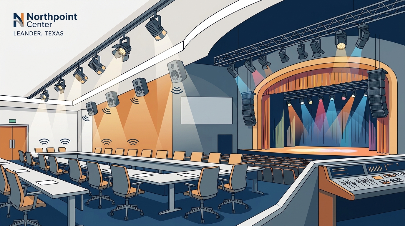 Leander Event Venues with Integrated Stage Lighting and Sound