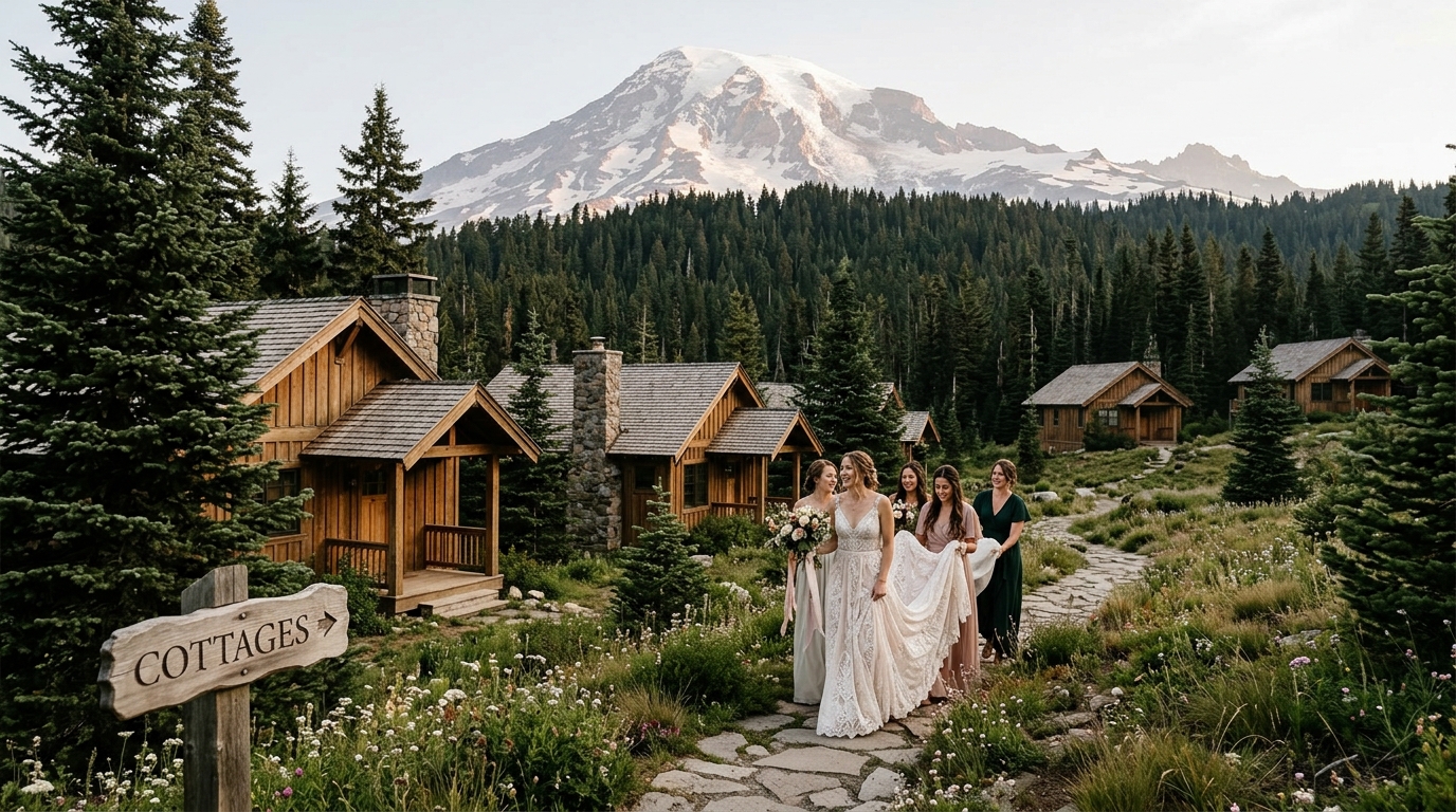 Best Wedding Venues Near Mount Rainier with Separate Cottages