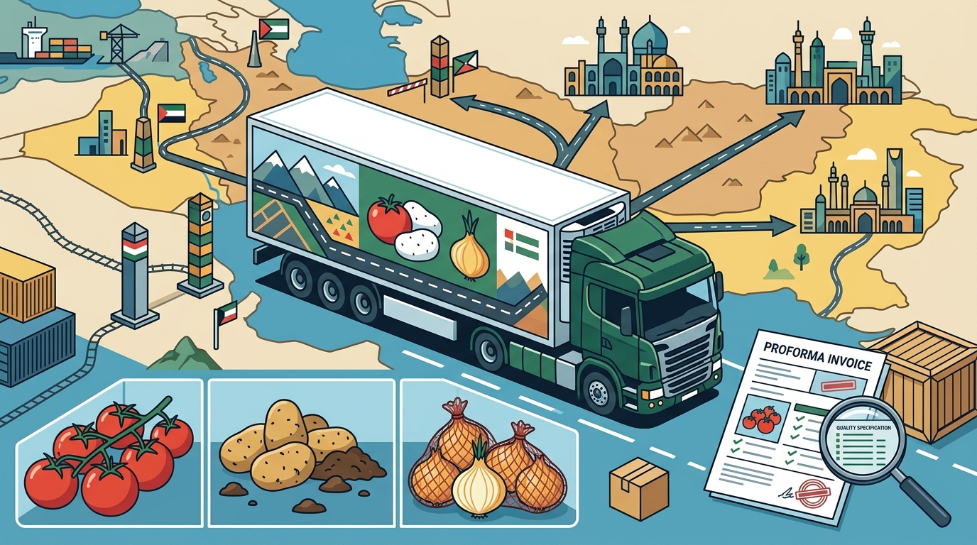 Shipping Onions, Potatoes & Tomatoes from Iran to Iraq, Afgh & P