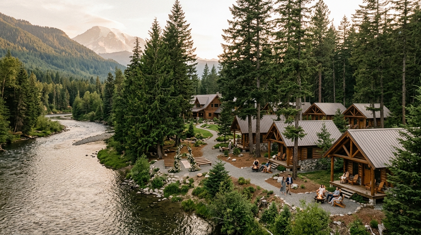 Wedding Venues Near Mount Rainier With Separate Cottages