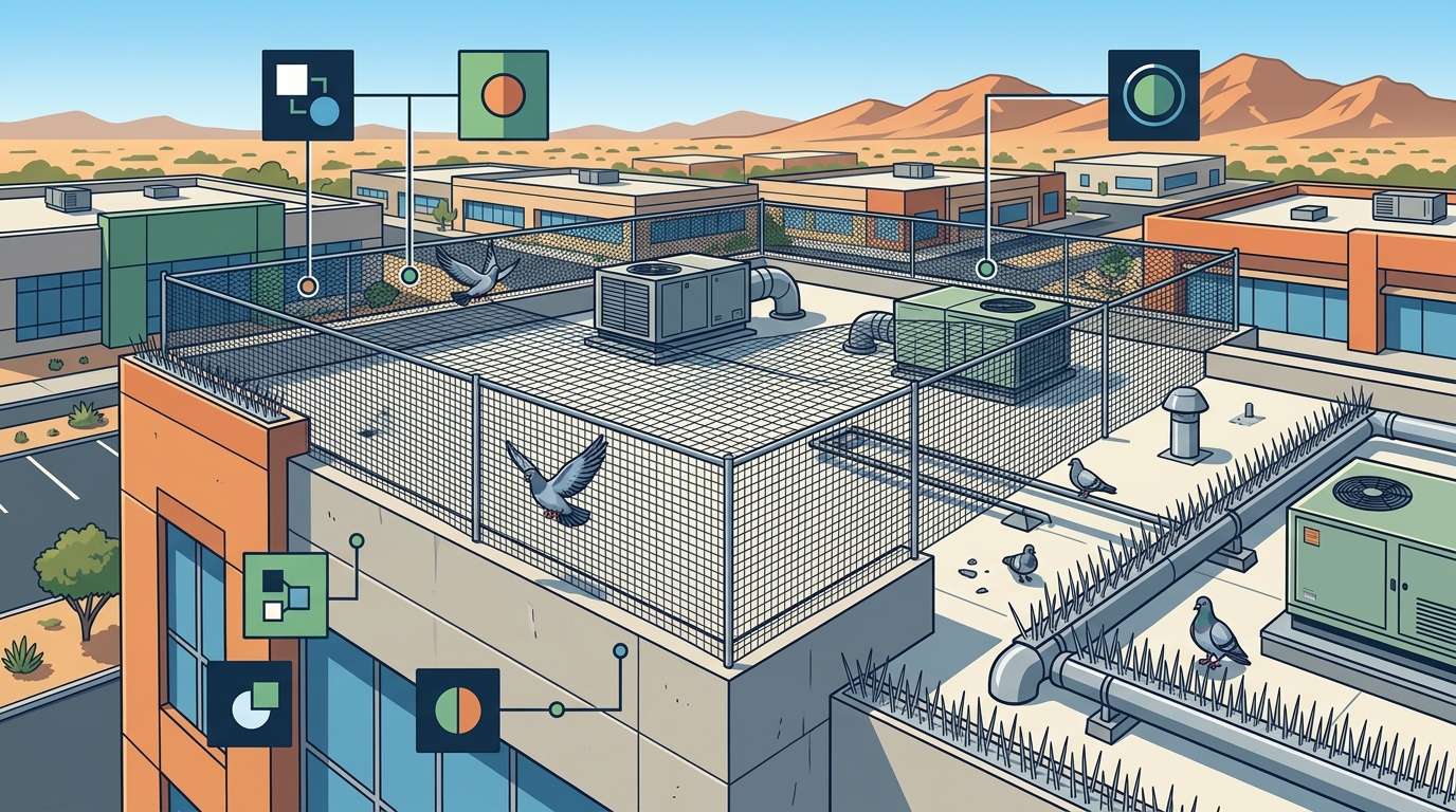 Commercial Roof Bird Control: Netting vs. Spike Strips