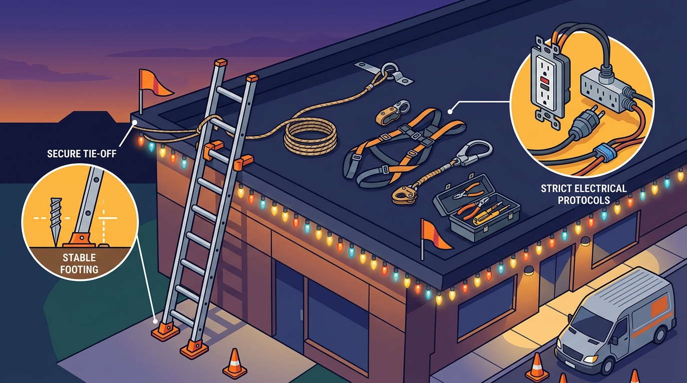 Height Safety Protocols for Professional Holiday Light Install