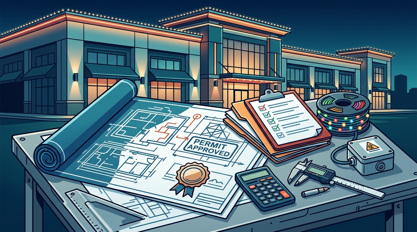 Commercial Holiday Lighting: Permits, Codes, and Contractor