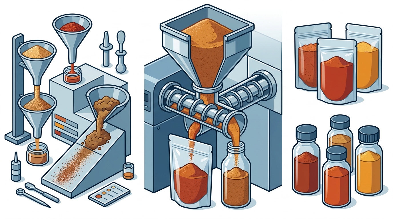 Spice Filling Machine Guide: Auger Fillers & Flowability Testing