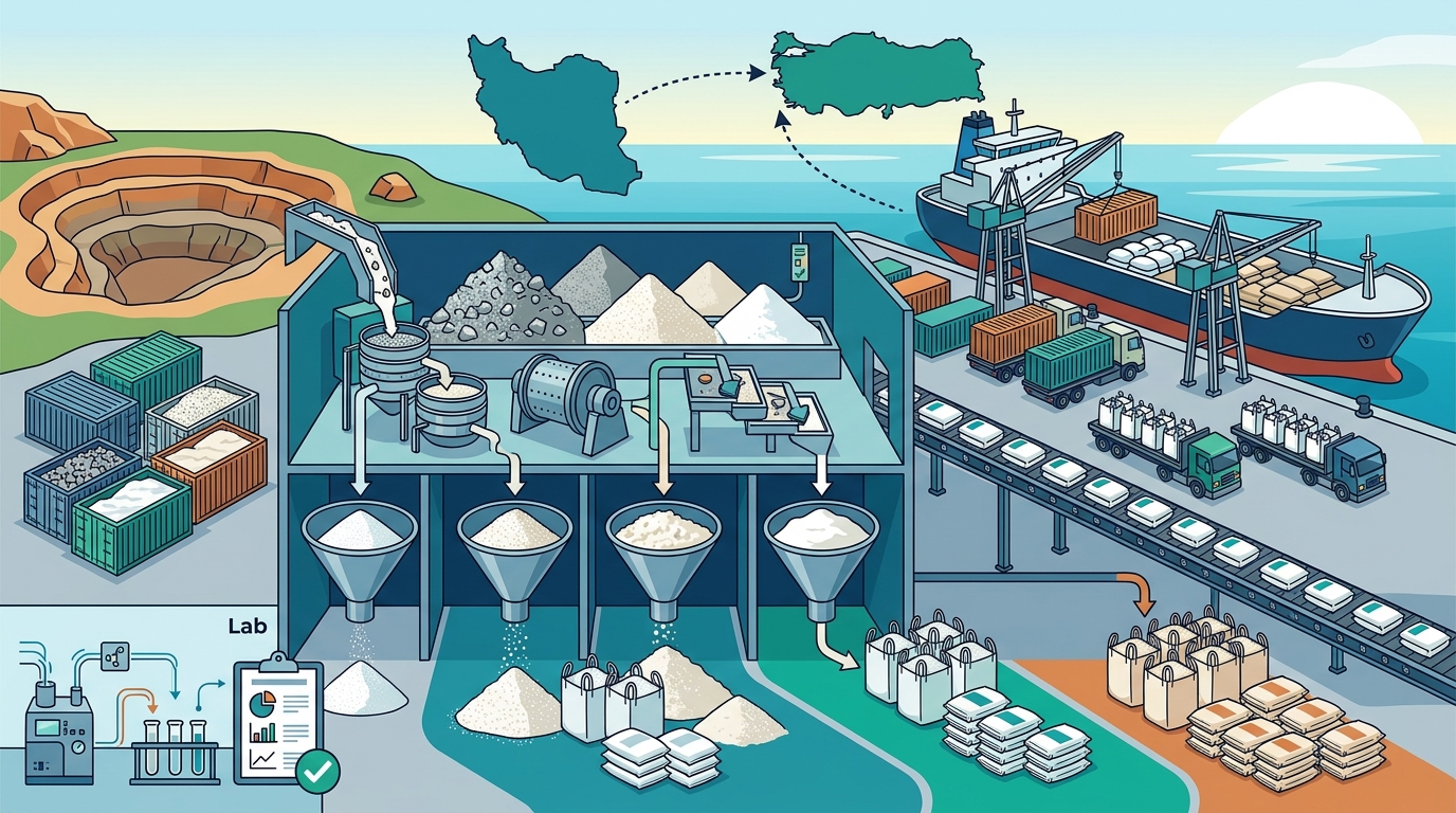 High-Purity Silica, Feldspar, and Kaolin Exporters for Turkish