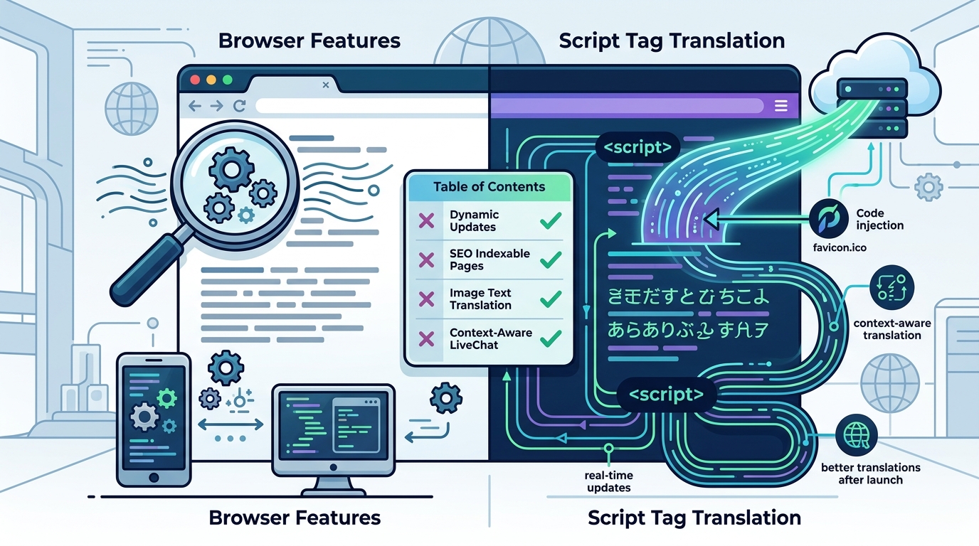 Script Tag Translation vs Browser Features: A 2026 Guide