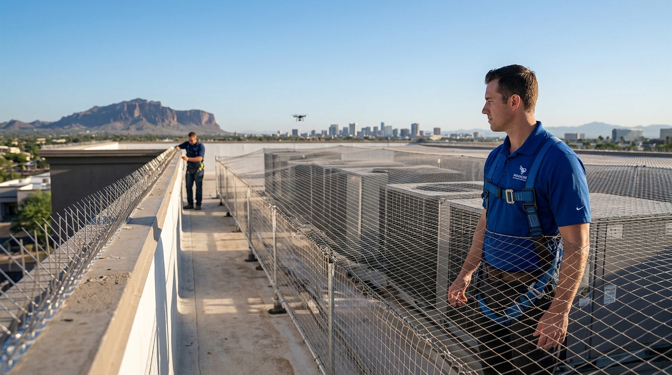 Commercial Roof Bird Control: Netting vs. Spike Strips