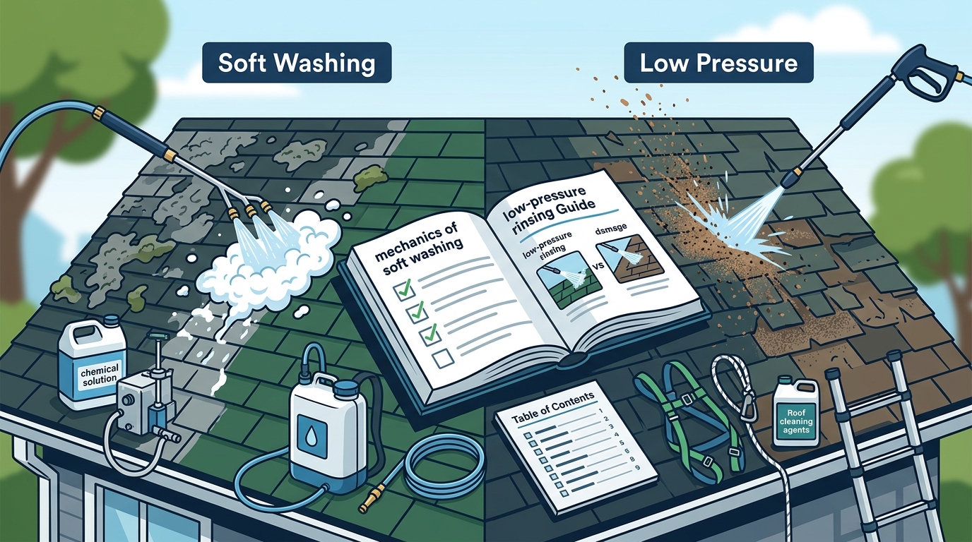 Soft Washing vs. Low Pressure: The Safe Roof Cleaning Guide