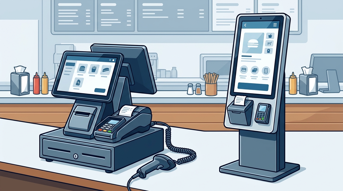 Quick-Service POS Hardware: Counter Terminals vs. Kiosks