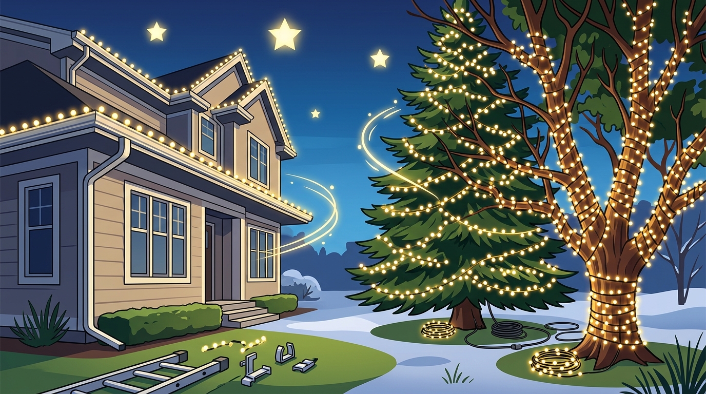 Gutter Lights vs Wrapped Trees: The Ultimate Guide