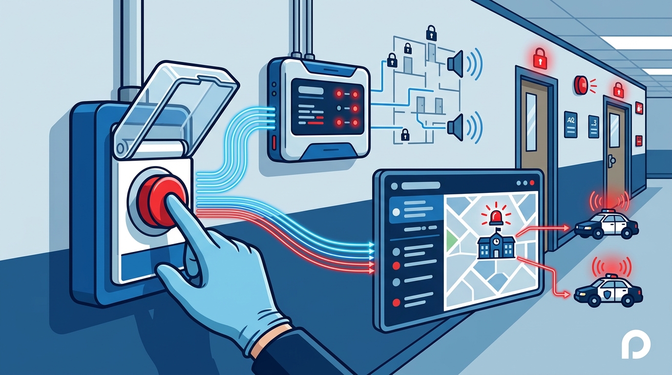 Panic Button System for US Schools: Lockdown and Police Alerts
