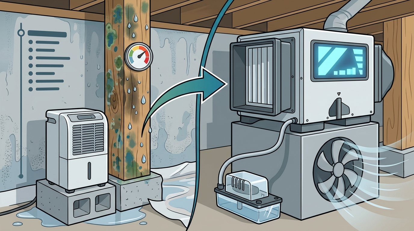Moisture Levels Requiring Larger Crawl Space Dehumidifiers
