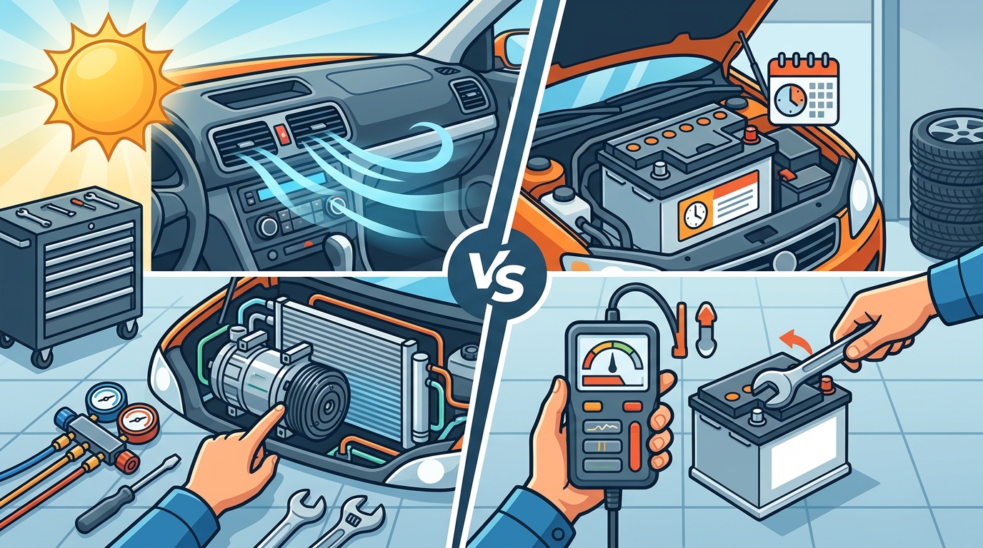 Summer Road Trip Prep: AC Repair vs. Battery Replacement