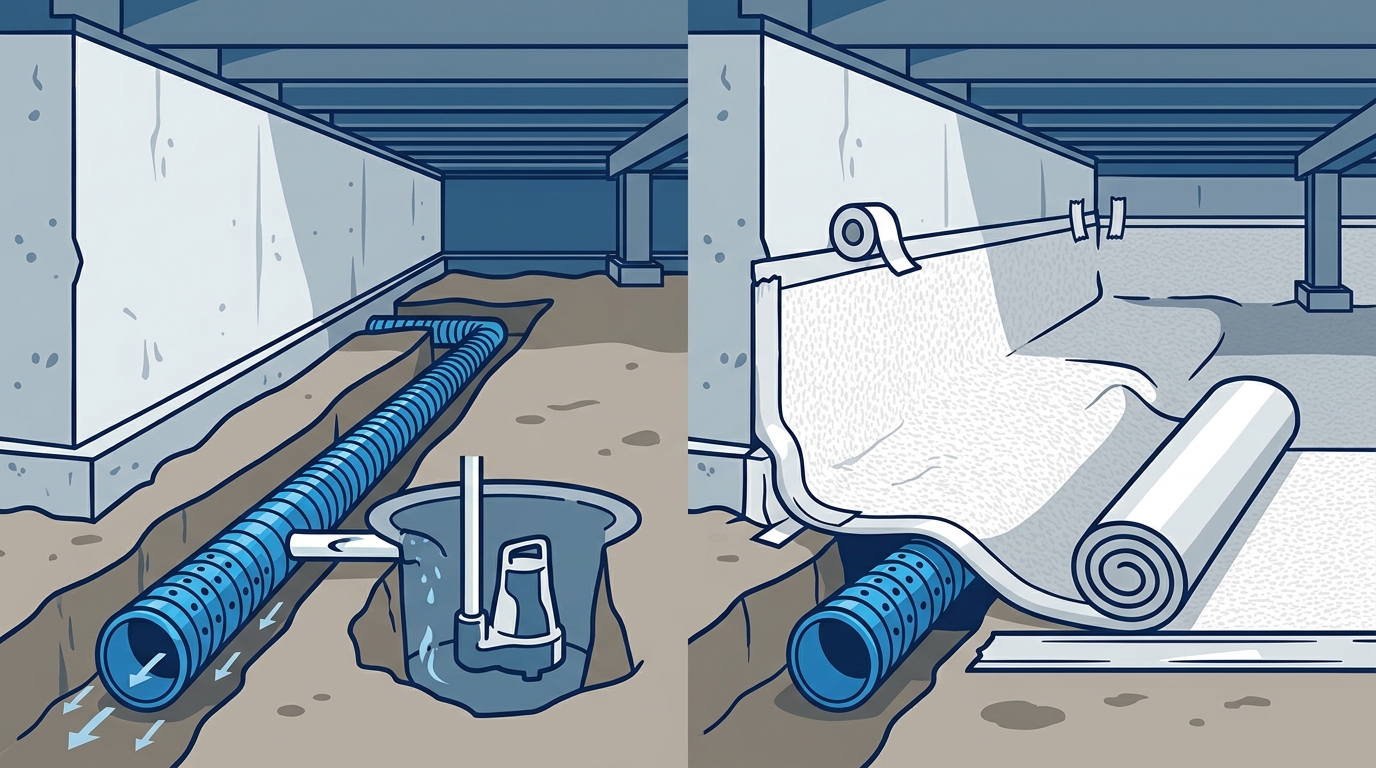 Vapor Barrier Before or After Crawl Space Drainage?