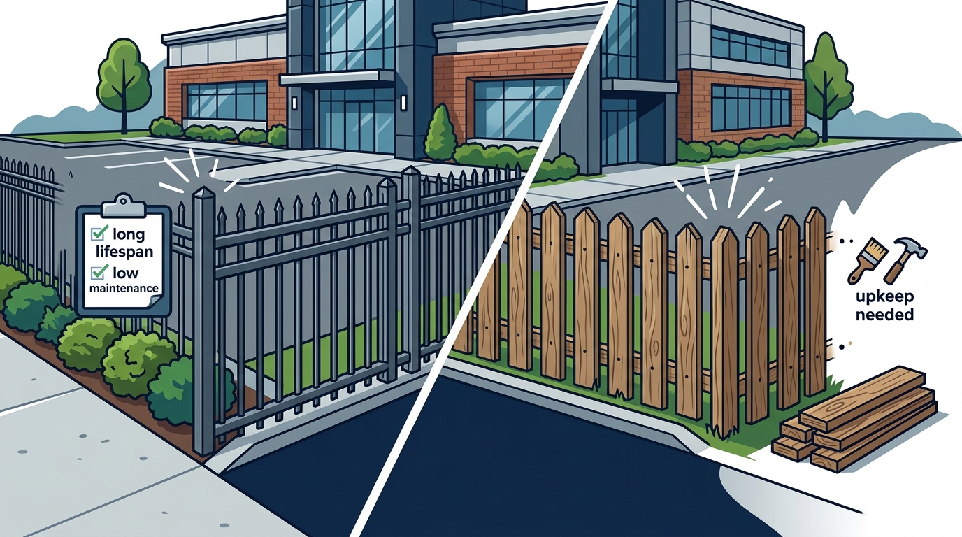 Aluminum vs. Wood Fencing for Commercial Properties