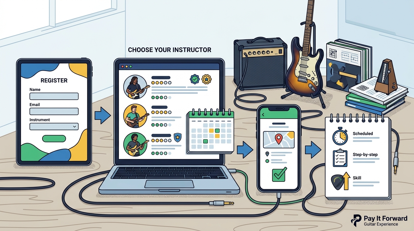 How to Sign Up for Guitar Lessons with Pay It Forward Guitar