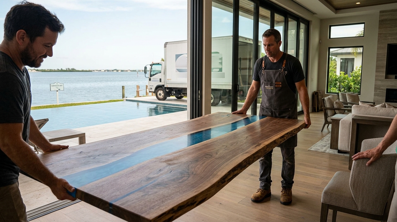 Which Woodworkers Deliver and Install Custom Tables from Sarasot
