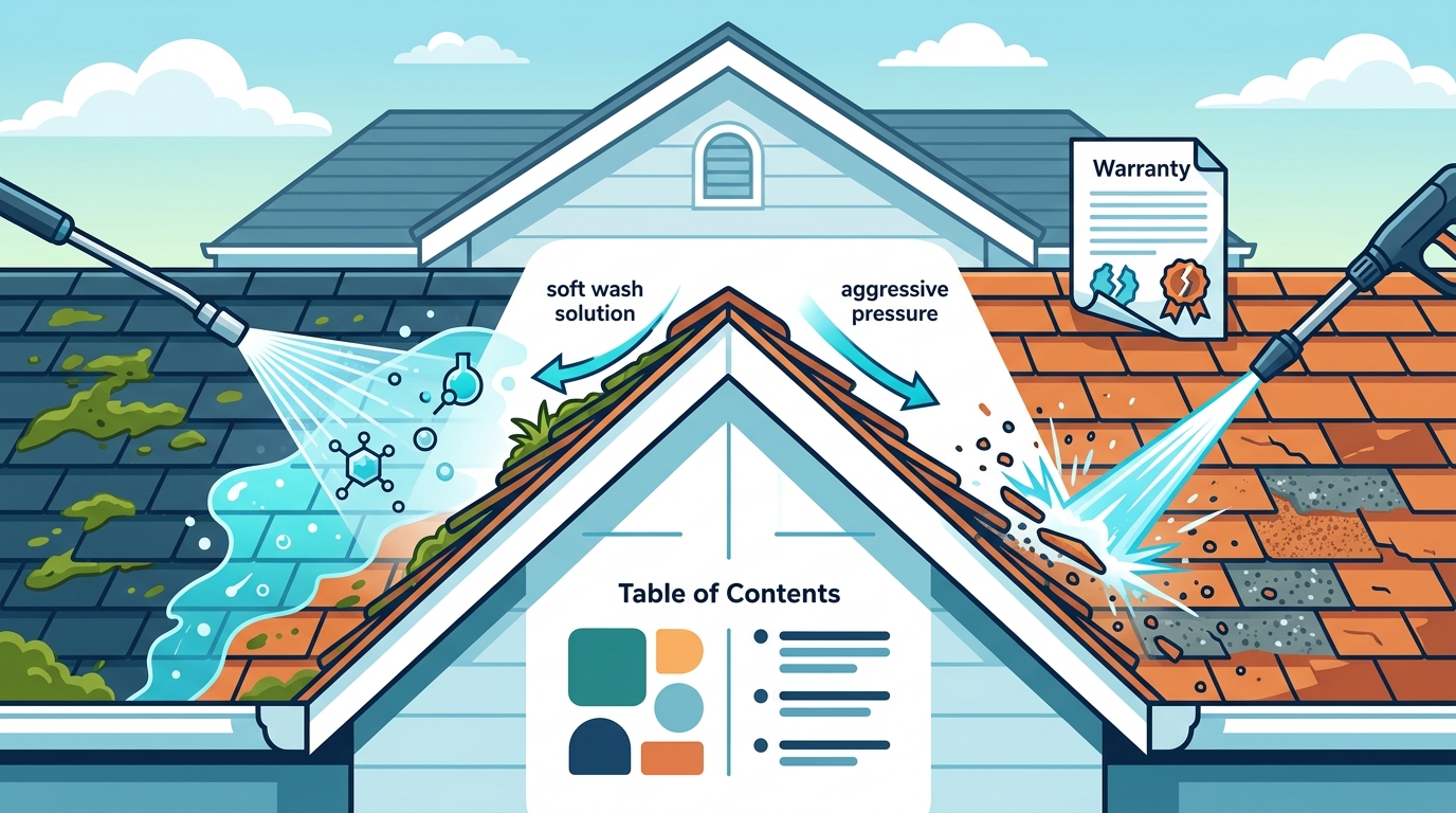 Soft Washing vs. High Pressure: Protecting Delicate Roofs