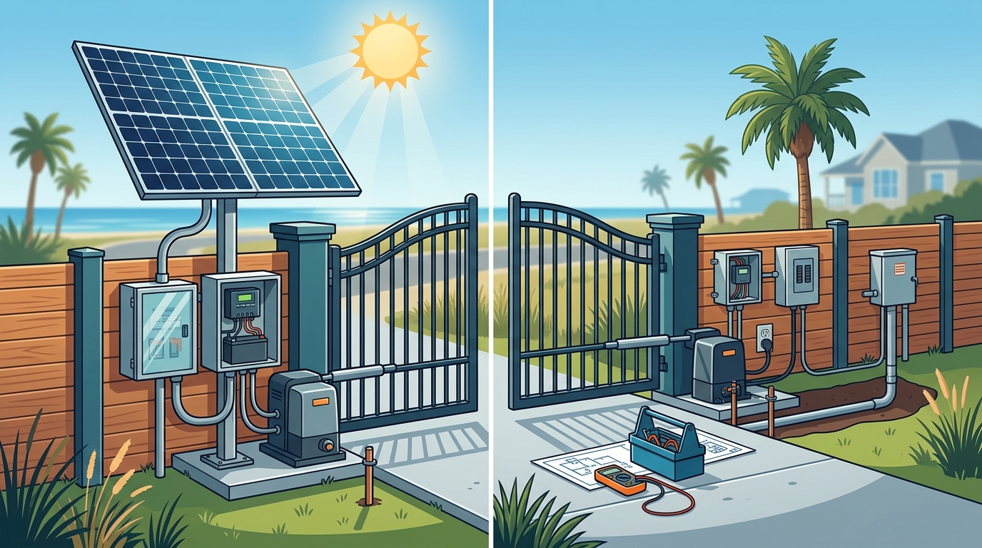 Solar vs. Electric Gate Operators in Galveston County: 2026
