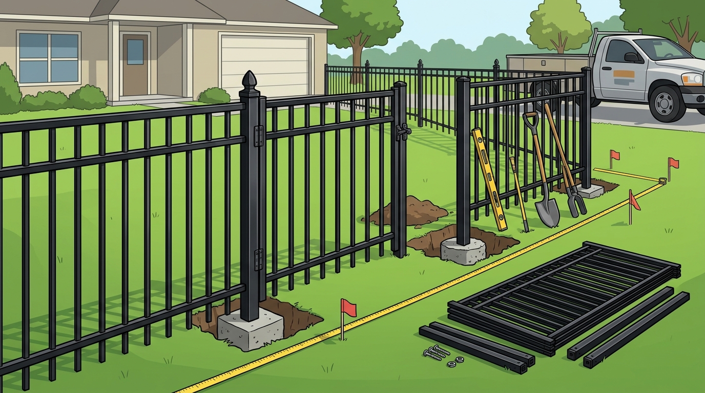 Black Aluminum Fence Installation in Greenwood, LA