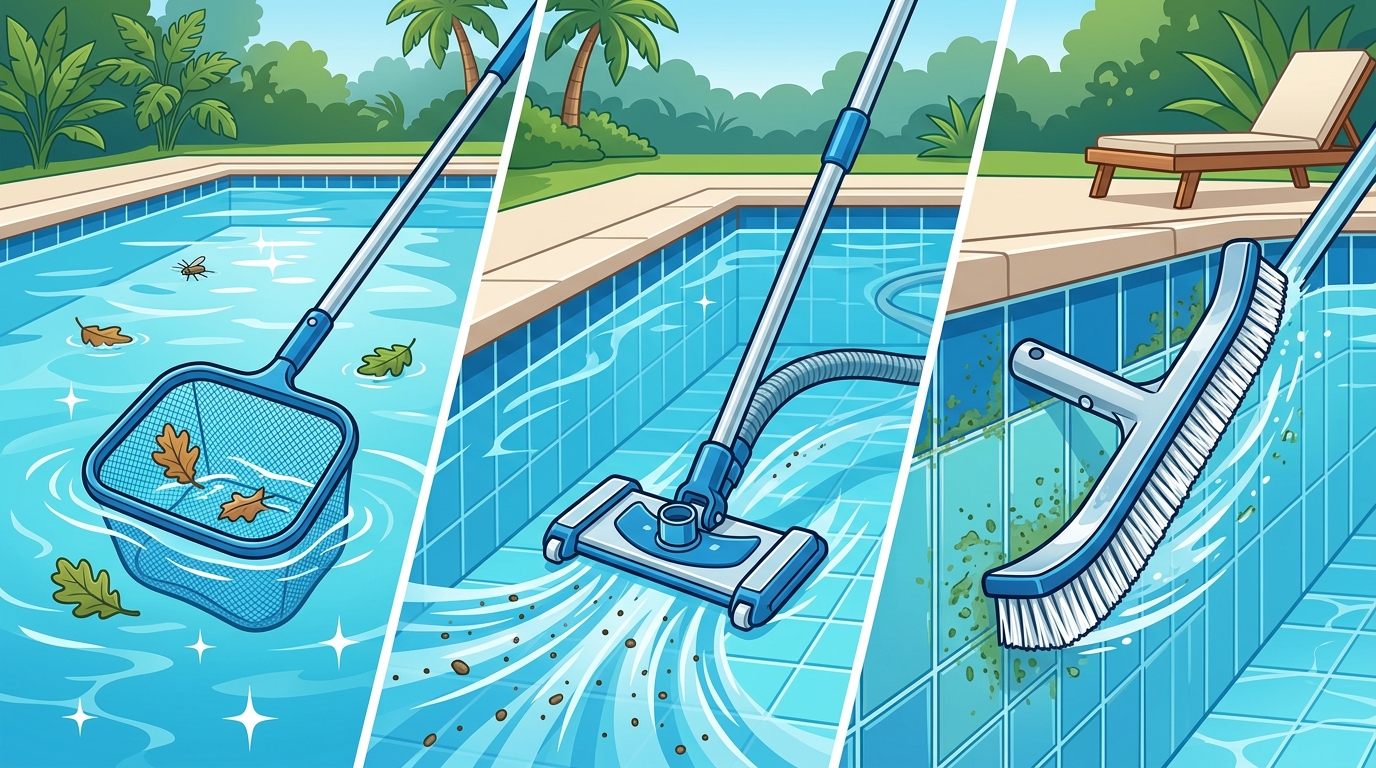 Weekly Pool Cleaning in Baton Rouge: Skimming, Vacuuming, and Br