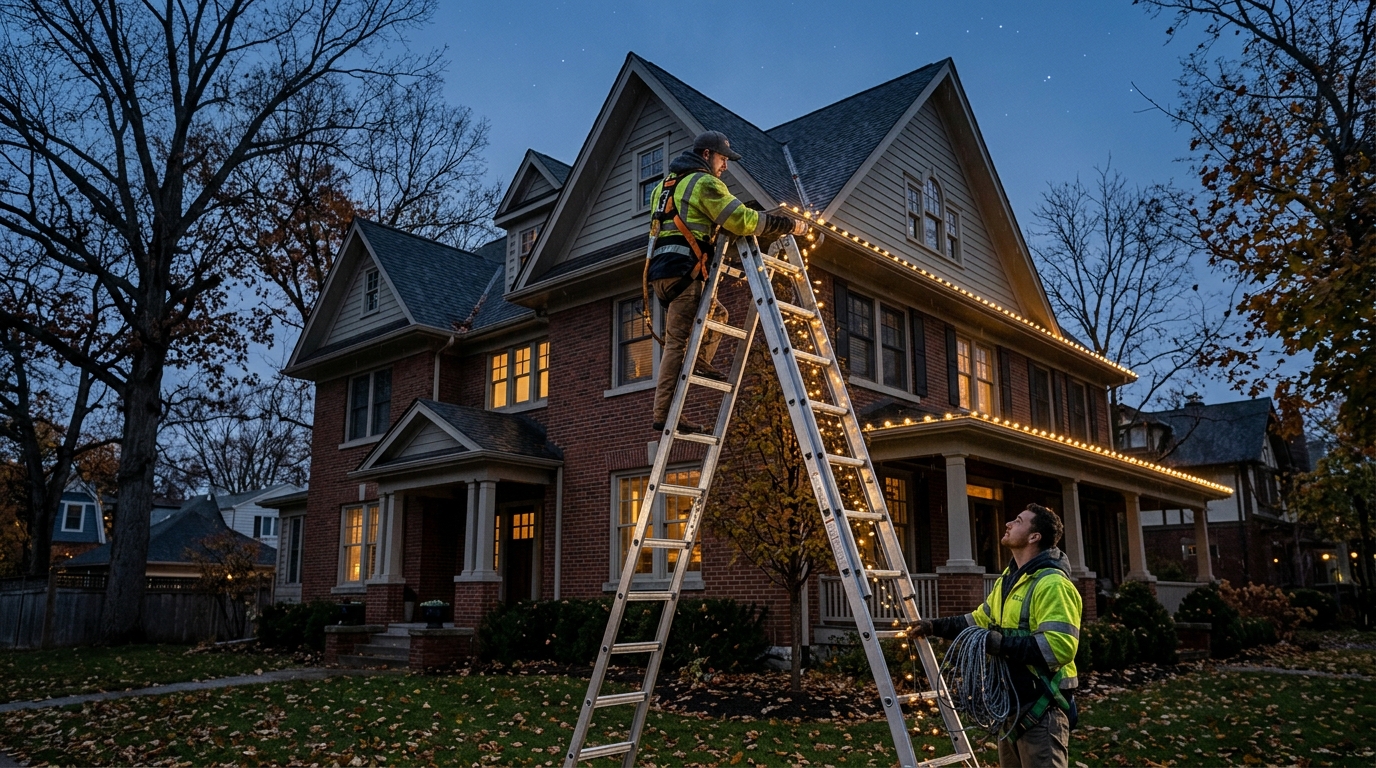Who Installs Christmas Lights on Tall or Two Story Houses?