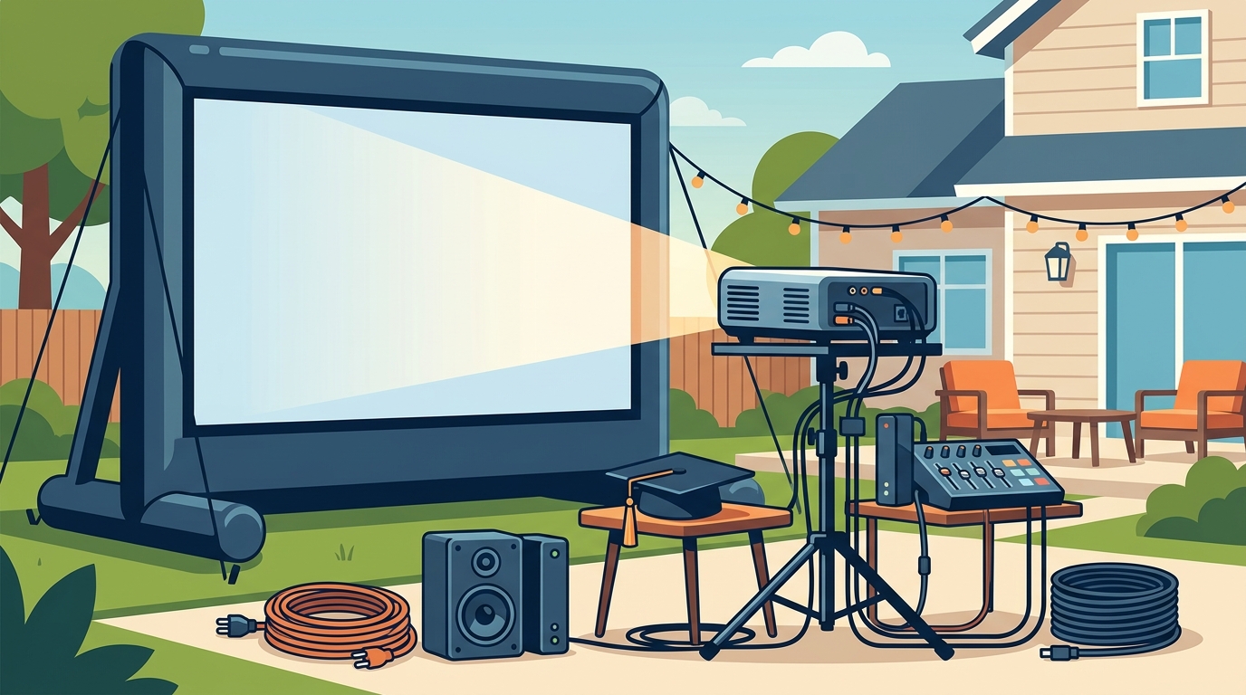 Where to Rent an Outdoor Movie Screen for a Graduation Party in